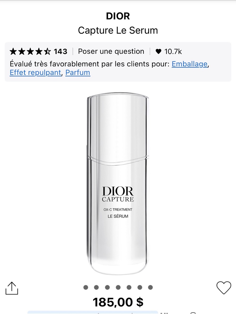 Dior Capture Le Serum - White and Silver Bottle
